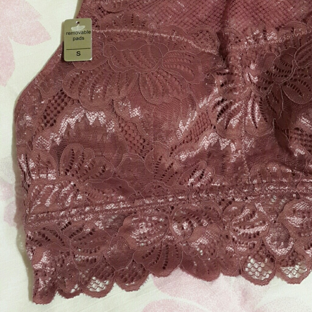 sophie b. Mauve Fancy Lace-Mesh-Mix Bralette - Picture 5 of 8